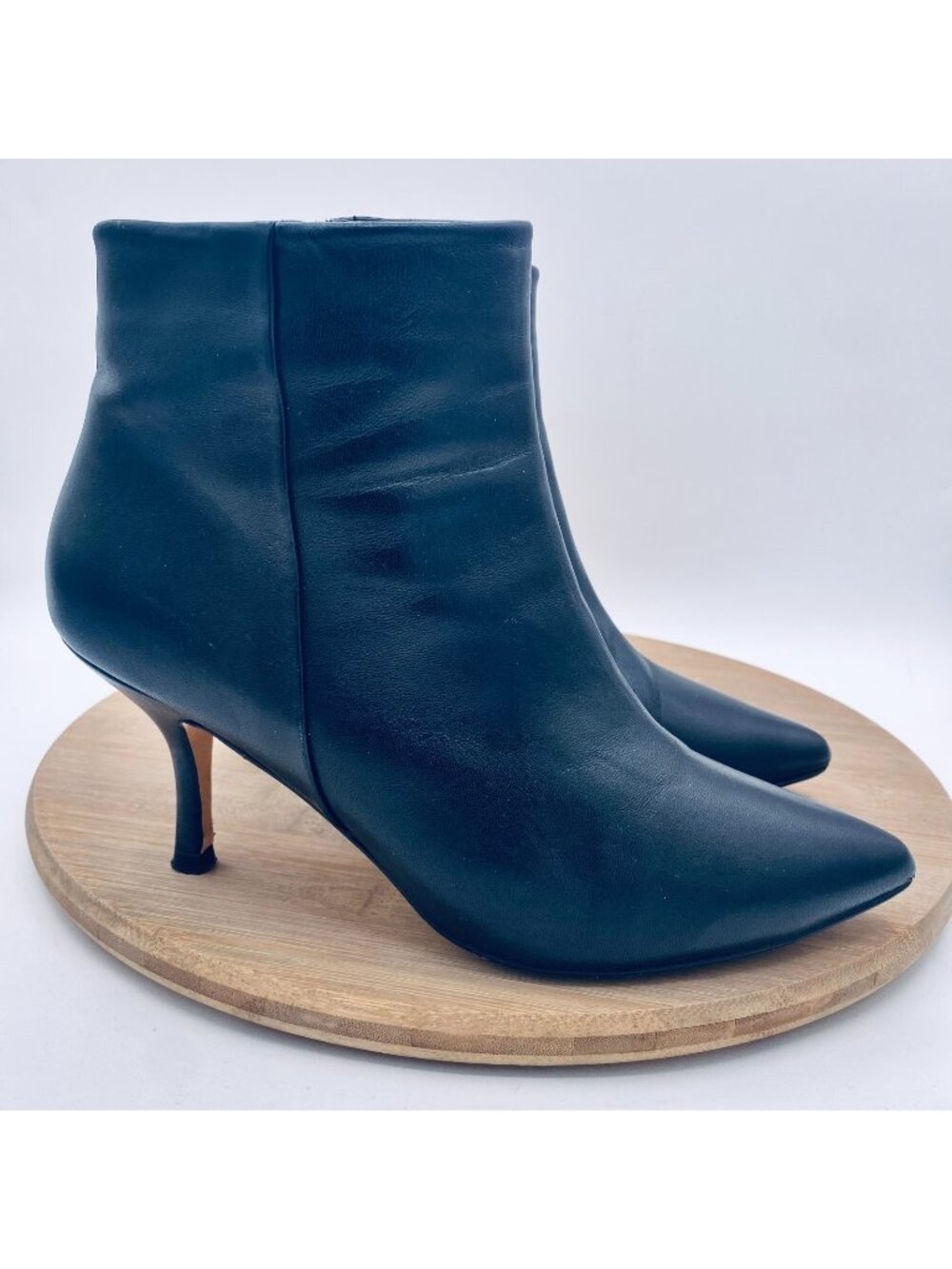 Boden Boots Womens 7.5 38 Black Leather Ankle Booties Heels Whimsygoth